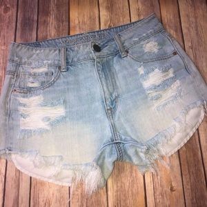 American Eagle Distressed Light Wash Shorts, Sz 2